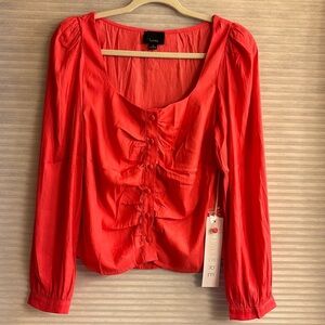 NWT Lumiere Coral Blouse Holiday Blouse Medium